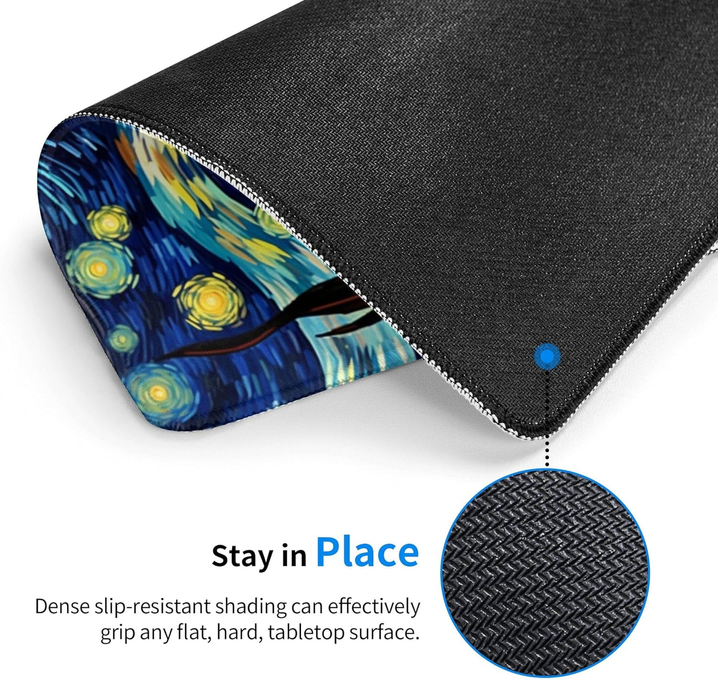 Mouse Pad the Starry Night Non-Slip Rubber Gaming Mouse Mat Rectangle Mouse Pads for Computers Laptop Office&Home 11.8X9.8 Inch
