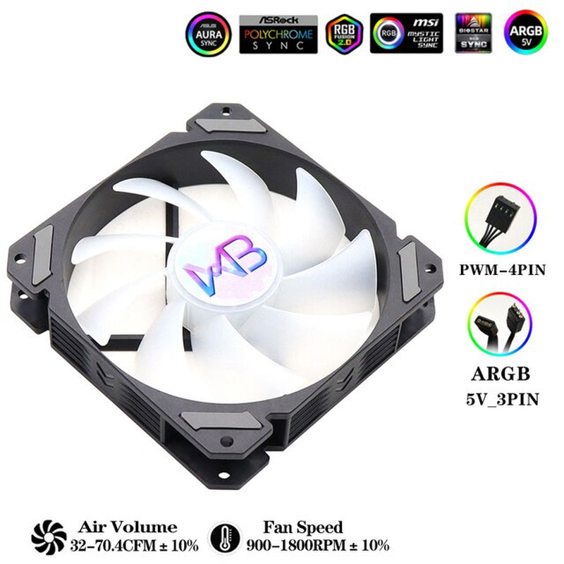 RGB 120Mm Fan PWM 4 PIN Silent Molex 4PIN for Computer Case CPU Cooling Cooler Ventilador 12V DC Adjust Fans Speed