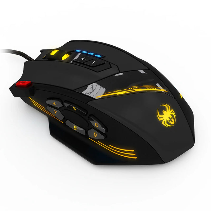 C-12 Wired Mouse USB Optical Gaming Mouse 12 Programmable Buttons Computer Game Mice 4 Adjustable DPI 7 LED Lights Mouse