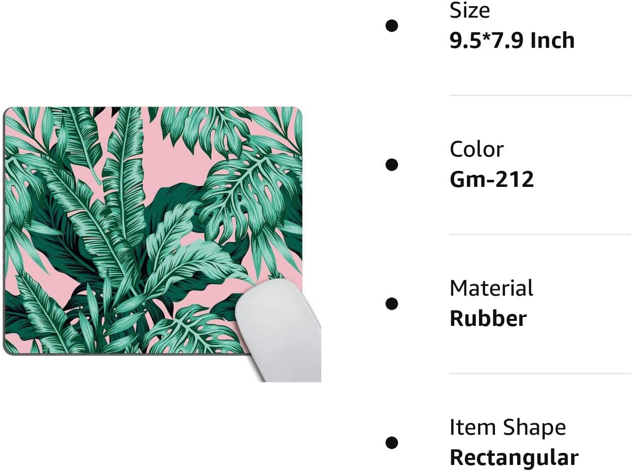Tropical Green Leaves Mousepad Non-Slip Rubber Gaming Mouse Pad Rectangle Mouse Pads for Computers Laptop