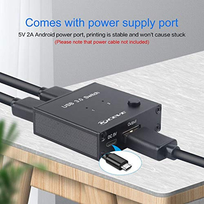 USB 3.0 Switch Selector, 2 in 1 Out USB Switcher for 2 Computers Share 1 USB Devices, Mouse, Keyboard, Scanner, Printer, Etc