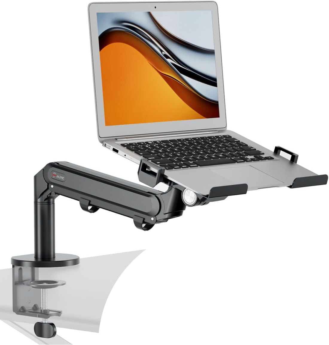 Laptop Arm Mount for Desk, Single Gas Spring Laptop Desk Mount Adjustable Height for Standing Desk Converter and Side Table Laptop Desk,Extra Laptop Tray Fits 12-17" Laptops/Notebook