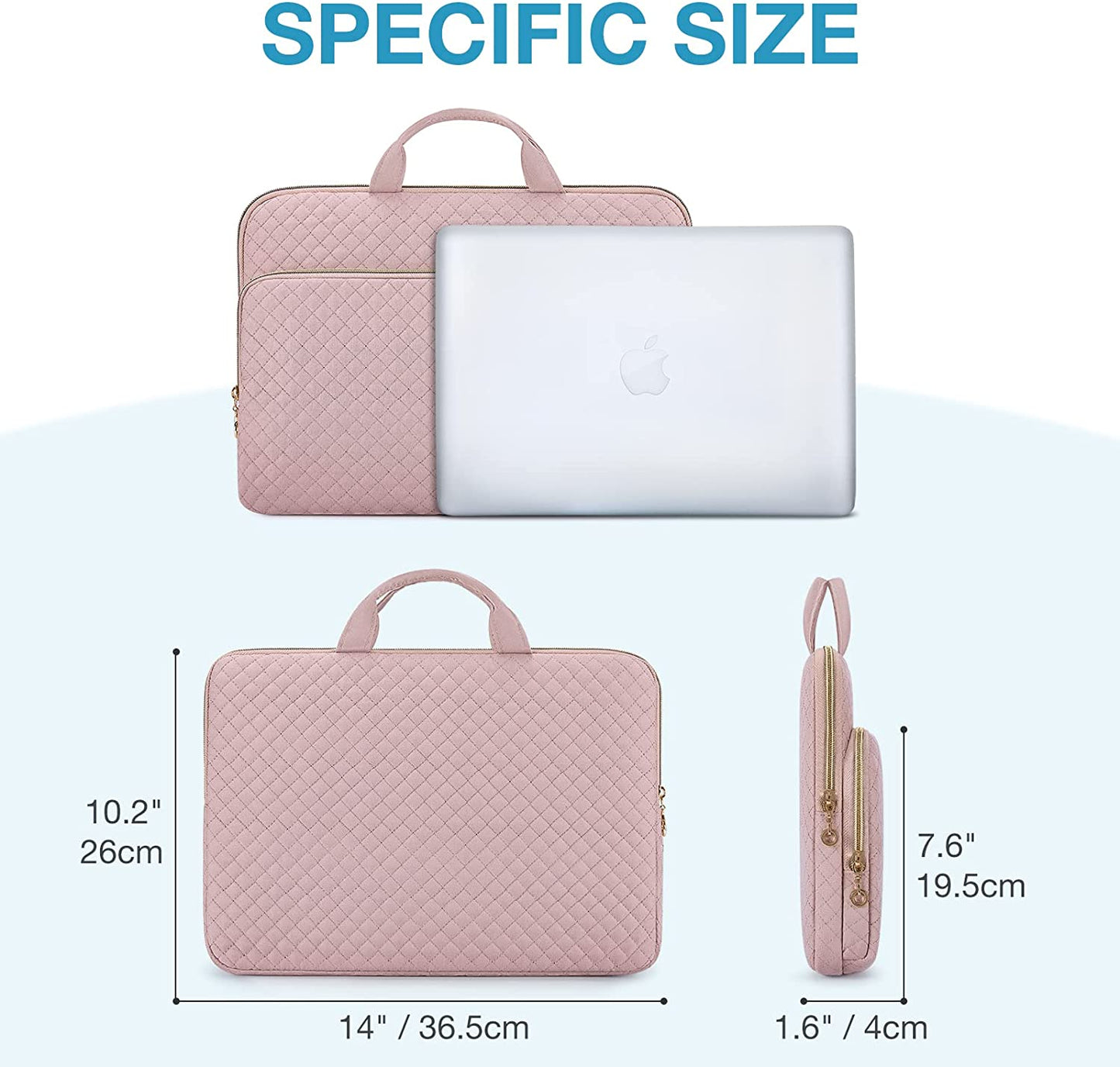 Laptop Sleeve, 15 Inch Laptop Carrying Case,Laptop Case Compatible with Macbook Pro 16 Inch,15 Inch Hp,Dell,Acer Aspire,Asus Notebook,Laptop Protective Case with Pocket,Handle,Pink