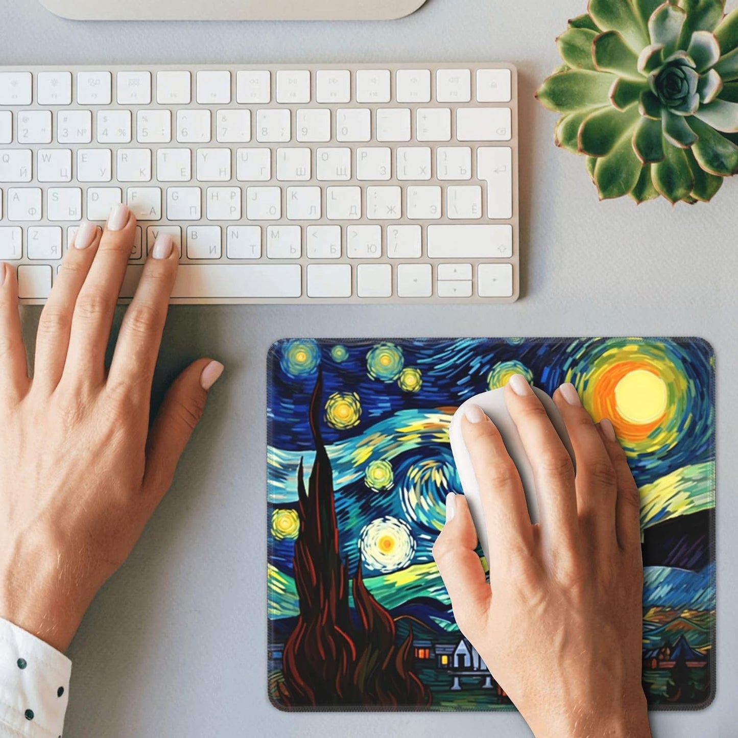 Mouse Pad the Starry Night Non-Slip Rubber Gaming Mouse Mat Rectangle Mouse Pads for Computers Laptop Office&Home 11.8X9.8 Inch