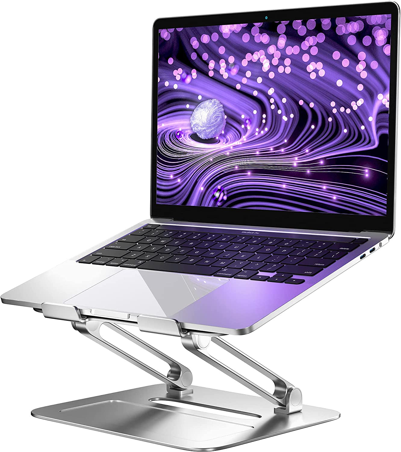 Adjustable Laptop Stand for Desk, Aluminum School Laptop Stand, Ergonomic Laptop Riser for Desk, Portable Notebook Stand Compatible with 10-15.6 Inches Macbook, Dell, Lenovo, and More (Black)