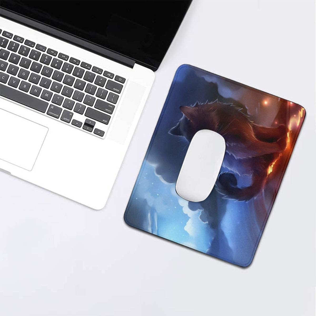 Mouse Pad Cute Black Cat Gaming Mousepad with Stitched Edges Non-Slip Rubber Base for Computers Laptop Office & Home