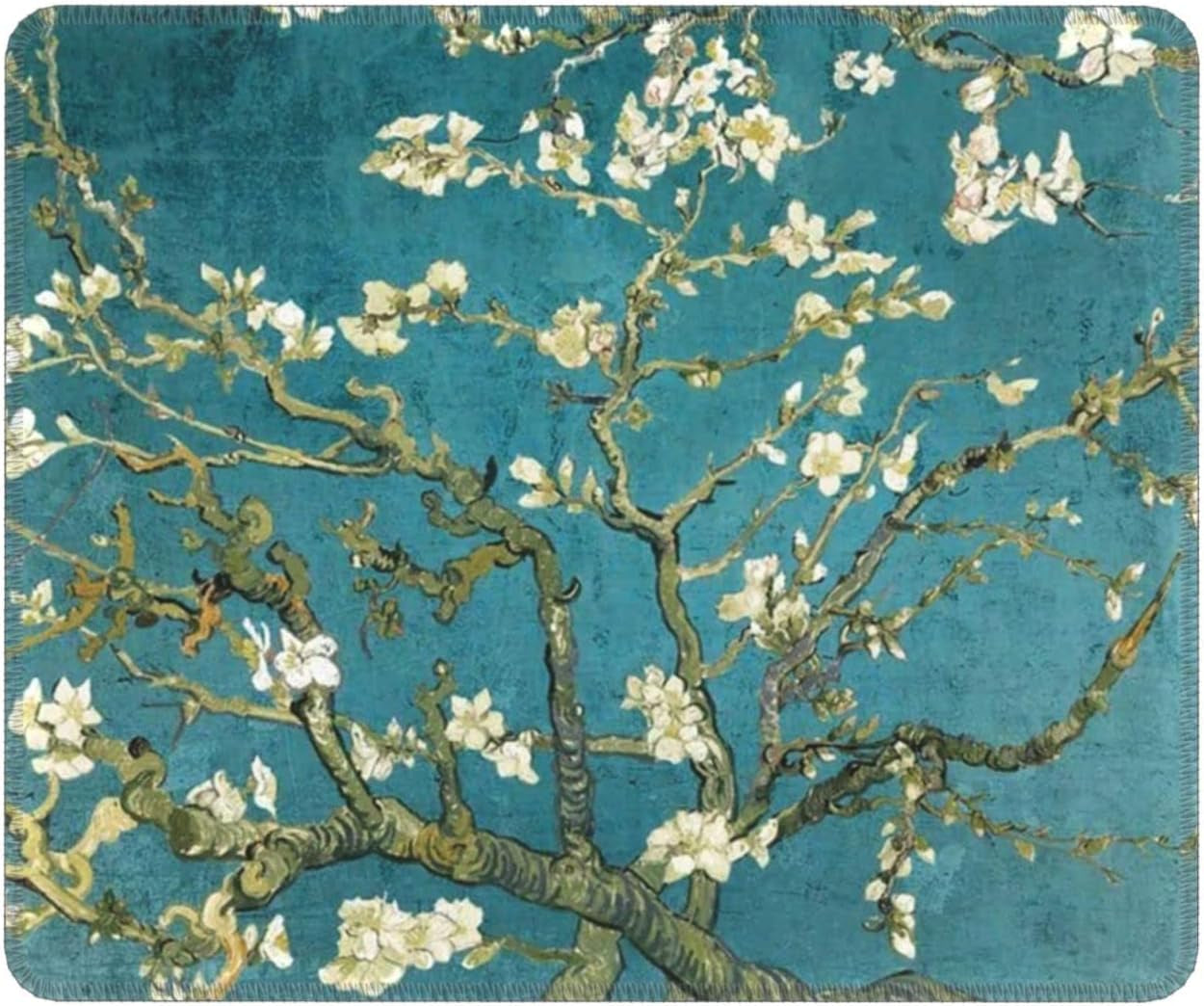 Van Gogh Almond Blossom Mouse Pad with Stitched Edge Waterproof Non-Slip Rubber Base Mousepad for Office Home Gaming Laptop Computers 7.9X9.5X0.12In