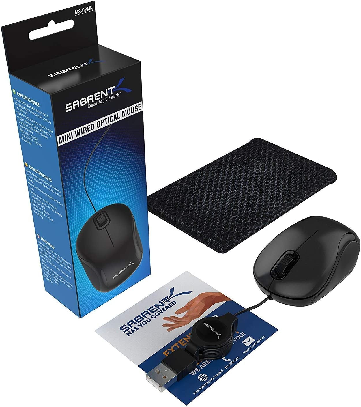 Mini Travel USB Optical Mouse with Retractable Cable (MS-OPMN)