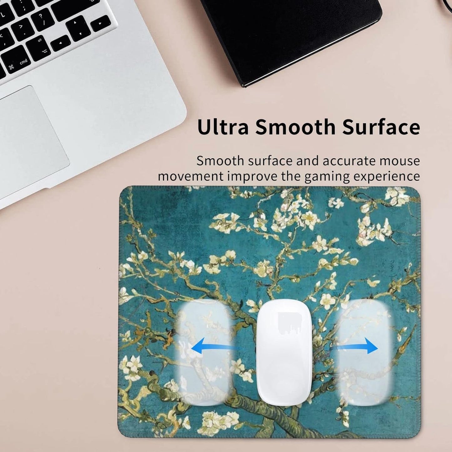 Van Gogh Almond Blossom Mouse Pad with Stitched Edge Waterproof Non-Slip Rubber Base Mousepad for Office Home Gaming Laptop Computers 7.9X9.5X0.12In