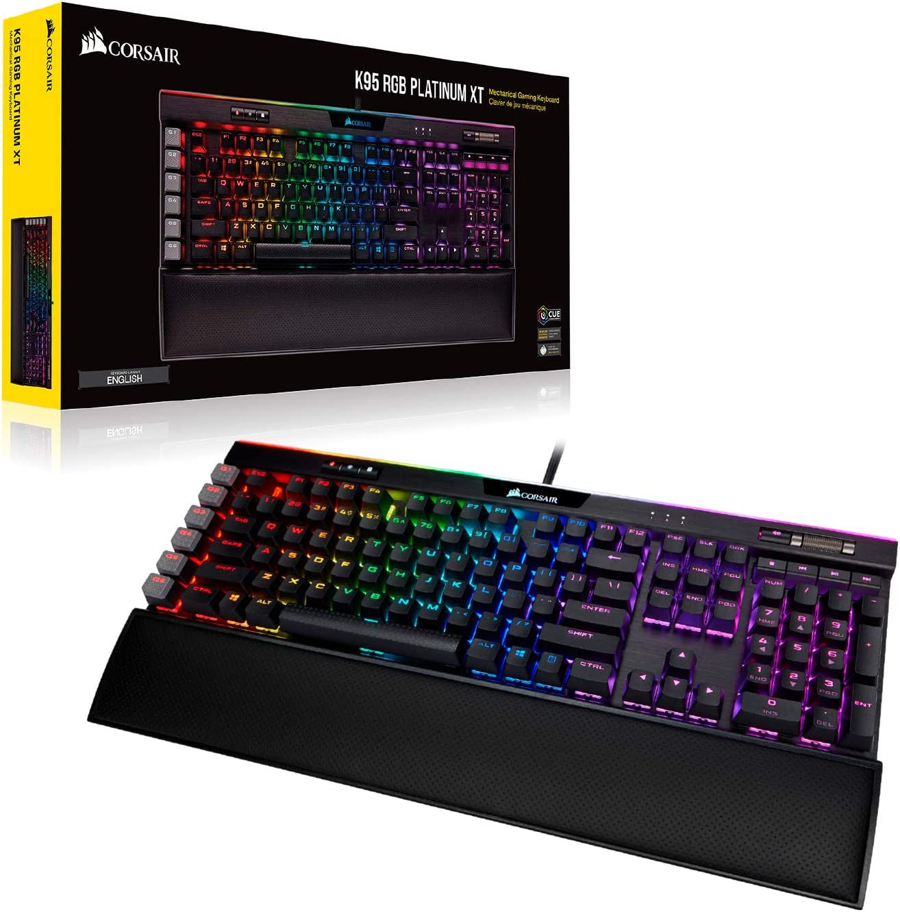 K95 RGB Platinum XT Mechanical USB Gaming Keyboard, Backlit RGB LED, Cherry MX RGB Brown, Black