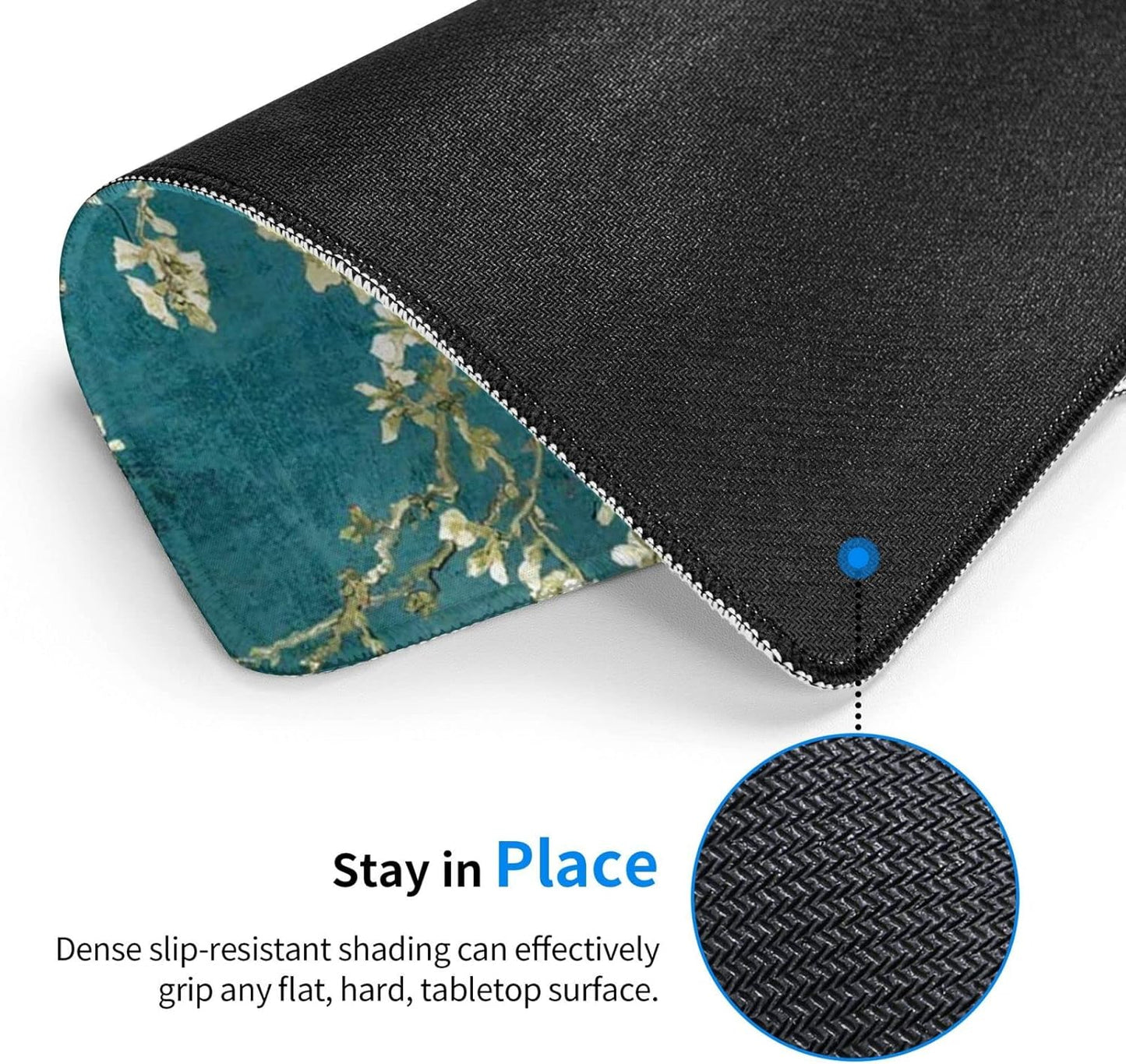 Van Gogh Almond Blossom Mouse Pad with Stitched Edge Waterproof Non-Slip Rubber Base Mousepad for Office Home Gaming Laptop Computers 7.9X9.5X0.12In
