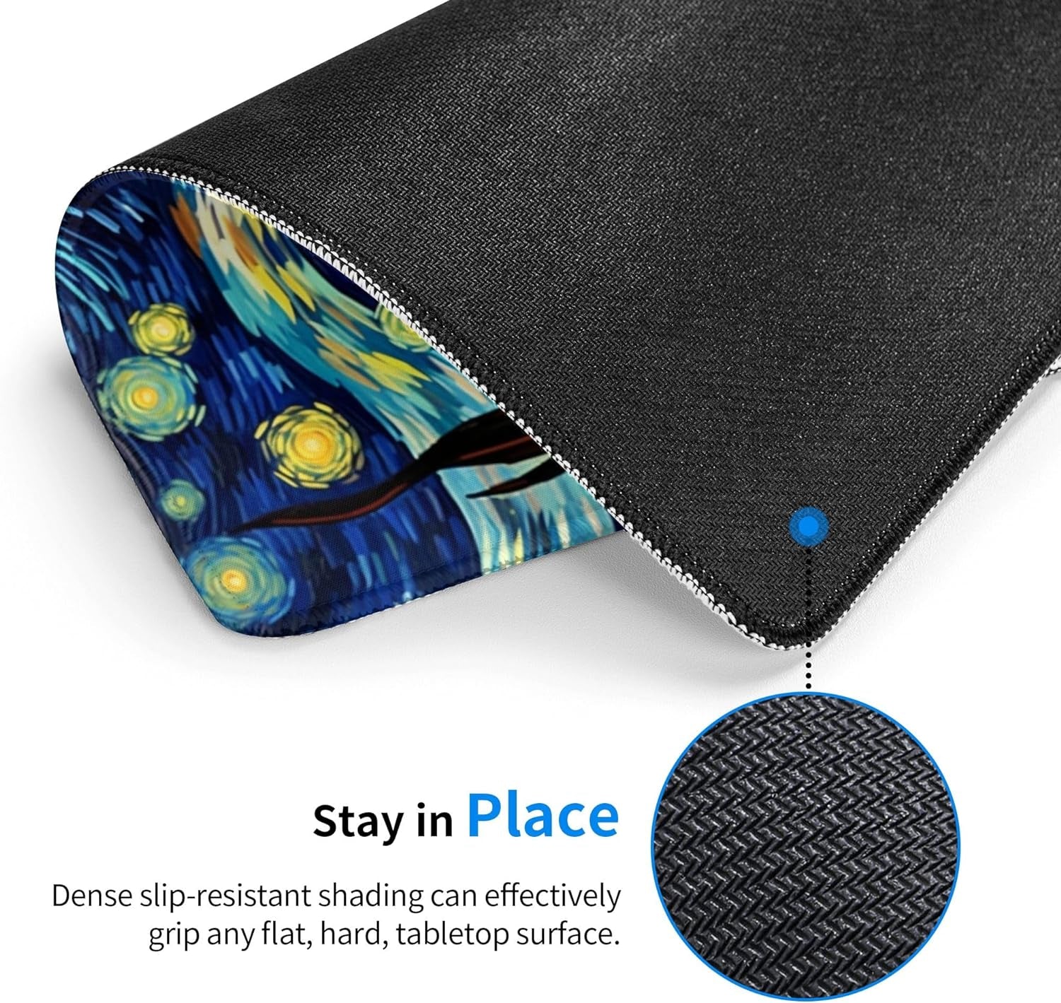 Mouse Pad the Starry Night Non-Slip Rubber Gaming Mouse Mat Rectangle Mouse Pads for Computers Laptop Office&Home 11.8X9.8 Inch