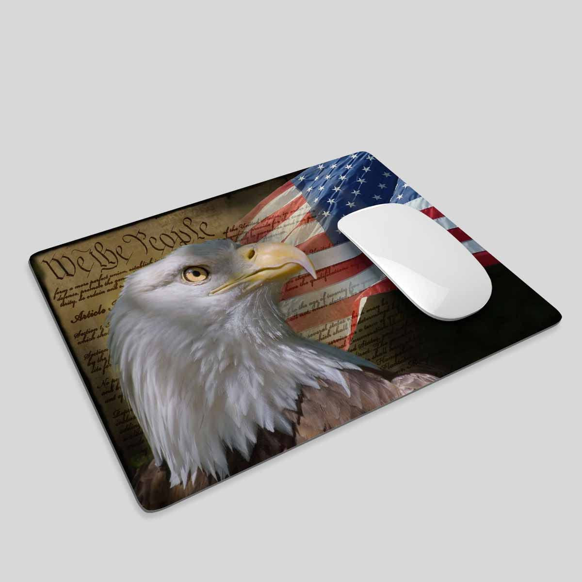 Mouse Pads Us Flag and Bald Eagle on Vintage Constitution Paper,Mouse Pads for Computers Laptop Pc,Mouse Pads for Office & Home 7.9X9.5 Inch