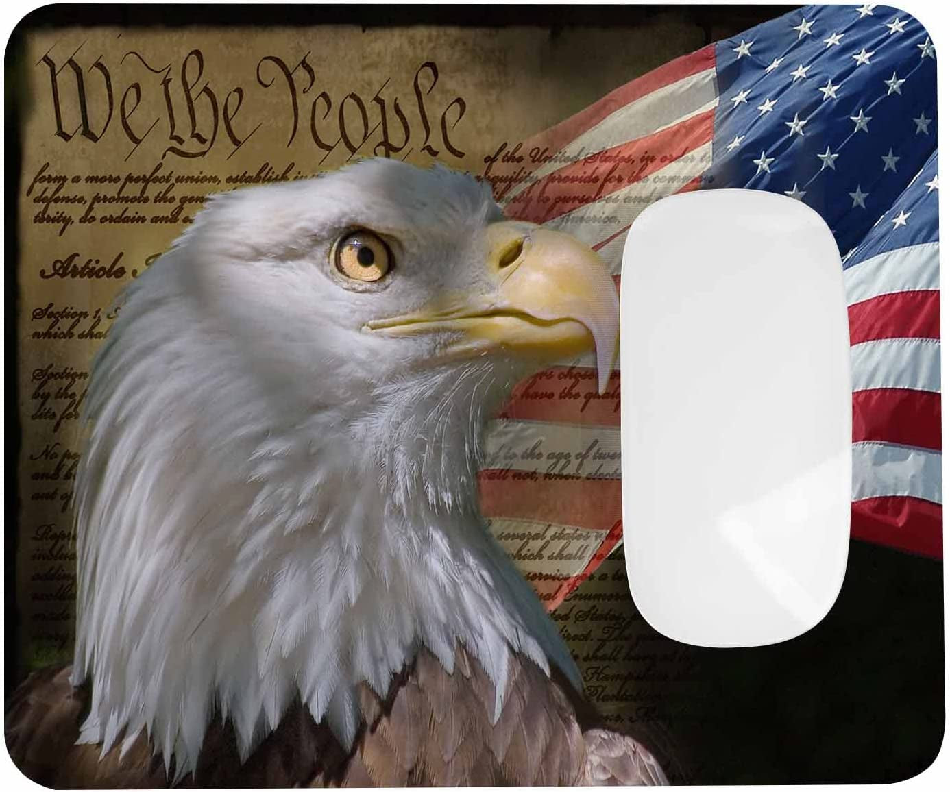 Mouse Pads Us Flag and Bald Eagle on Vintage Constitution Paper,Mouse Pads for Computers Laptop Pc,Mouse Pads for Office & Home 7.9X9.5 Inch
