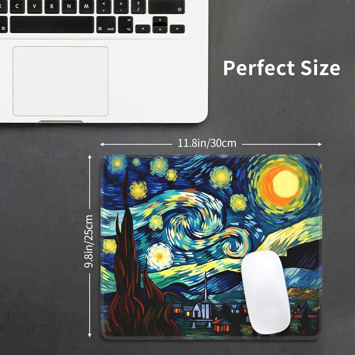 Mouse Pad the Starry Night Non-Slip Rubber Gaming Mouse Mat Rectangle Mouse Pads for Computers Laptop Office&Home 11.8X9.8 Inch