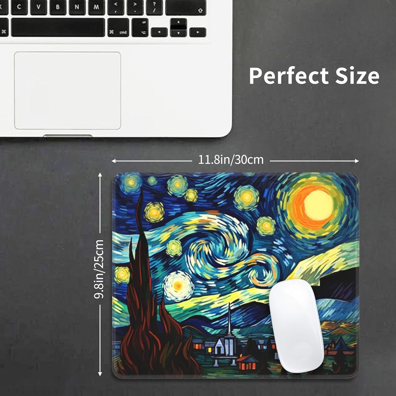 Mouse Pad the Starry Night Non-Slip Rubber Gaming Mouse Mat Rectangle Mouse Pads for Computers Laptop Office&Home 11.8X9.8 Inch