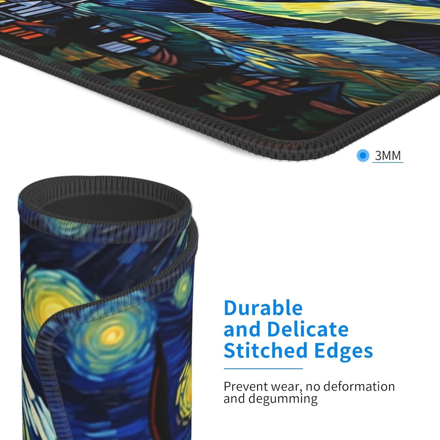 Mouse Pad the Starry Night Non-Slip Rubber Gaming Mouse Mat Rectangle Mouse Pads for Computers Laptop Office&Home 11.8X9.8 Inch