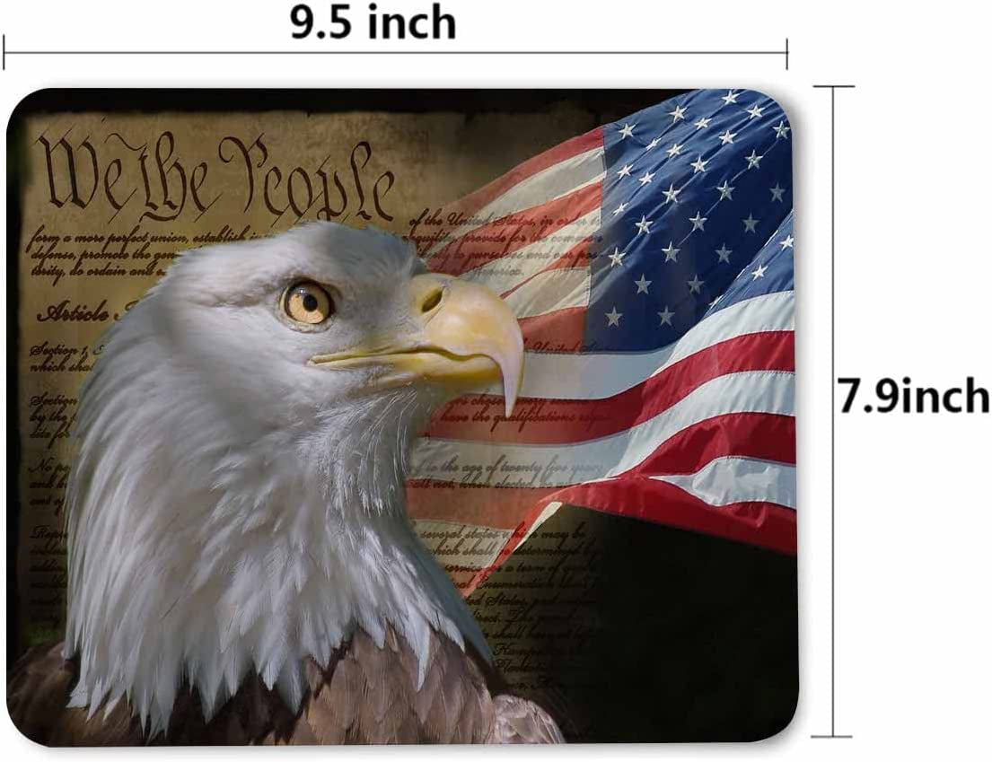 Mouse Pads Us Flag and Bald Eagle on Vintage Constitution Paper,Mouse Pads for Computers Laptop Pc,Mouse Pads for Office & Home 7.9X9.5 Inch