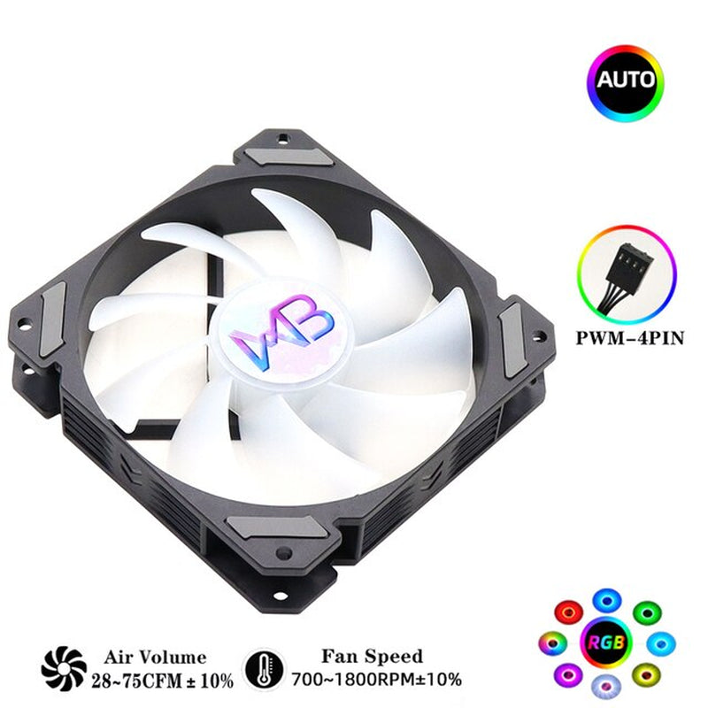 RGB 120Mm Fan PWM 4 PIN Silent Molex 4PIN for Computer Case CPU Cooling Cooler Ventilador 12V DC Adjust Fans Speed