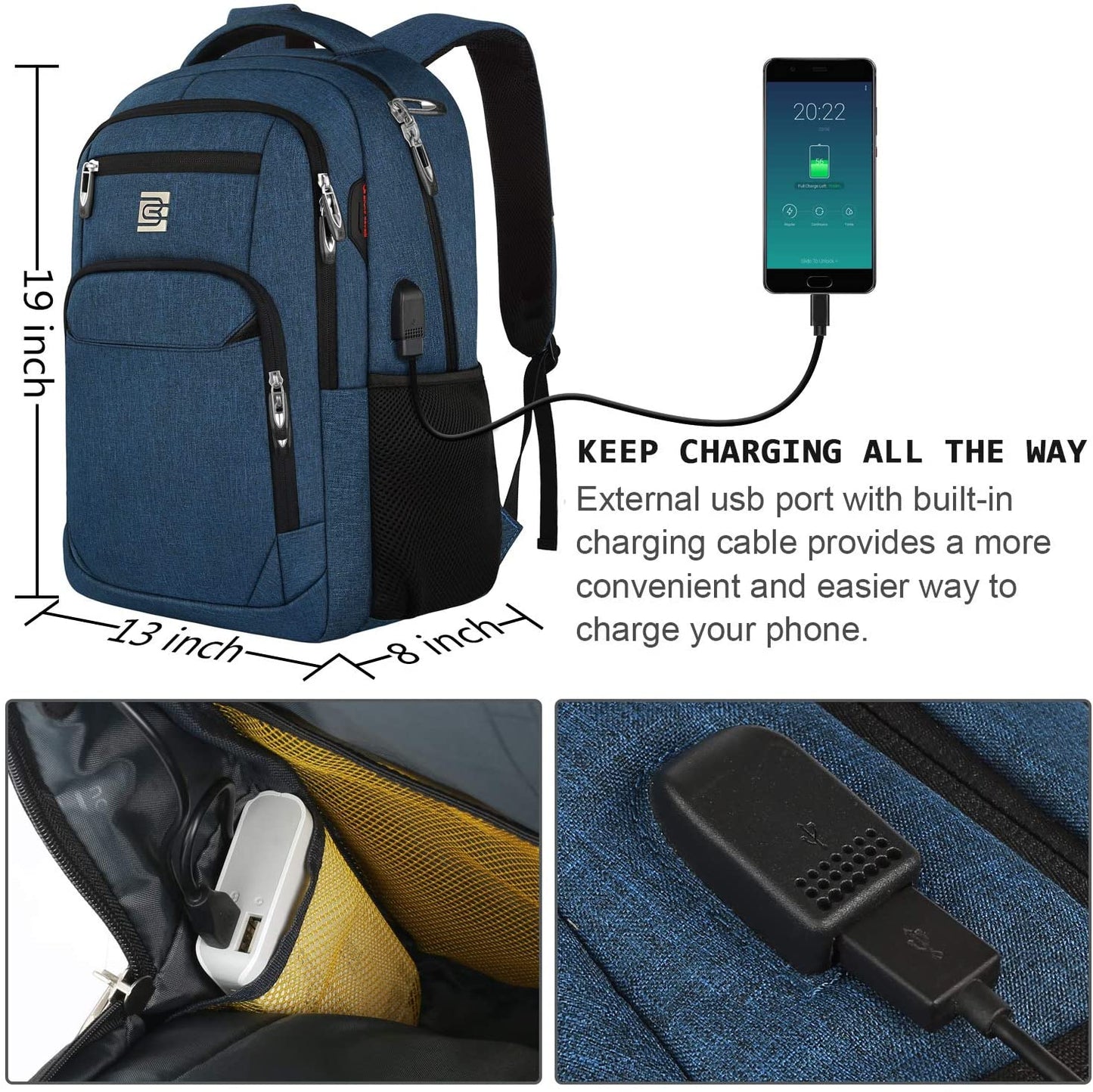 business laptop backpack water resistant anti-theft college with usb Laptop Backpack,Business Travel anti Theft Slim Durable Laptops Backpa – FM Computers
