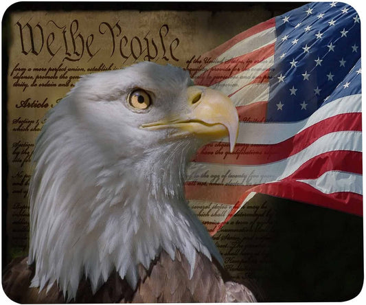 Mouse Pads Us Flag and Bald Eagle on Vintage Constitution Paper,Mouse Pads for Computers Laptop Pc,Mouse Pads for Office & Home 7.9X9.5 Inch