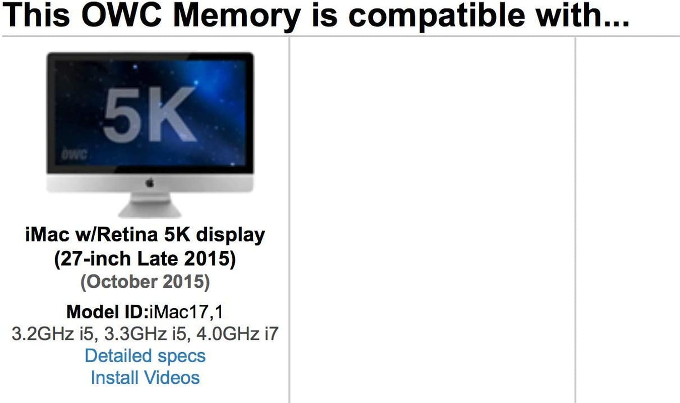 OWC 16GB PC14900 DDR3 1866Mhz SO-DIMM Memory Compatible with 2015 (Late) Imac 27" W/Retina 5K Models and Compatible Pcs (OWC1867DDR3S16G)
