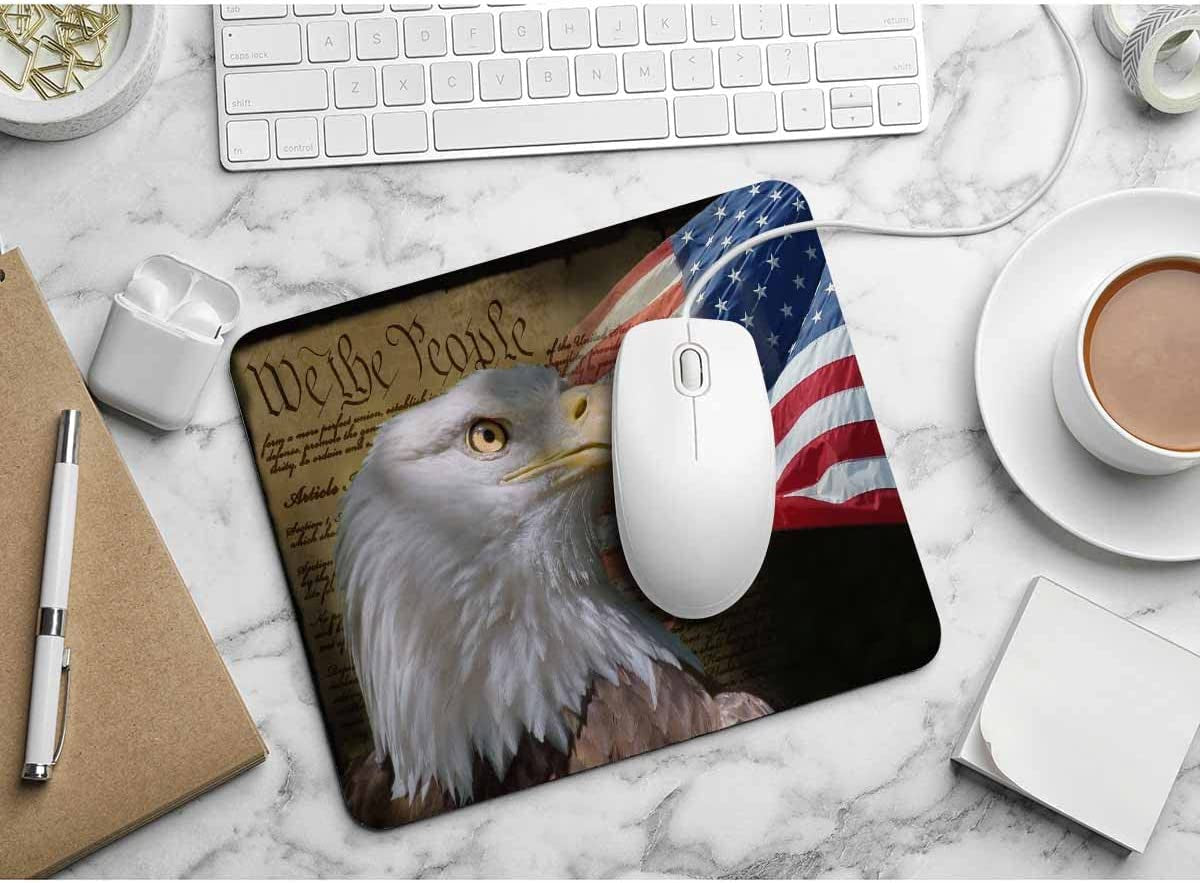 Mouse Pads Us Flag and Bald Eagle on Vintage Constitution Paper,Mouse Pads for Computers Laptop Pc,Mouse Pads for Office & Home 7.9X9.5 Inch