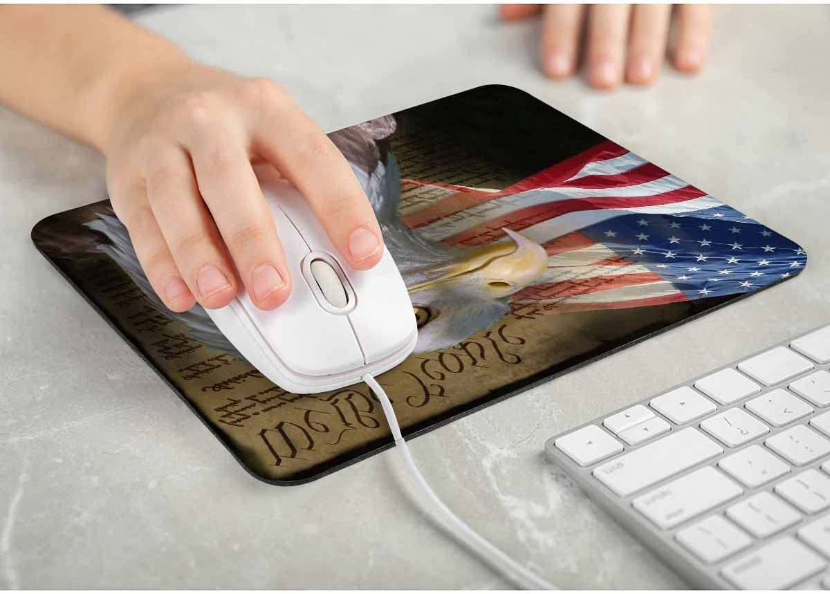 Mouse Pads Us Flag and Bald Eagle on Vintage Constitution Paper,Mouse Pads for Computers Laptop Pc,Mouse Pads for Office & Home 7.9X9.5 Inch