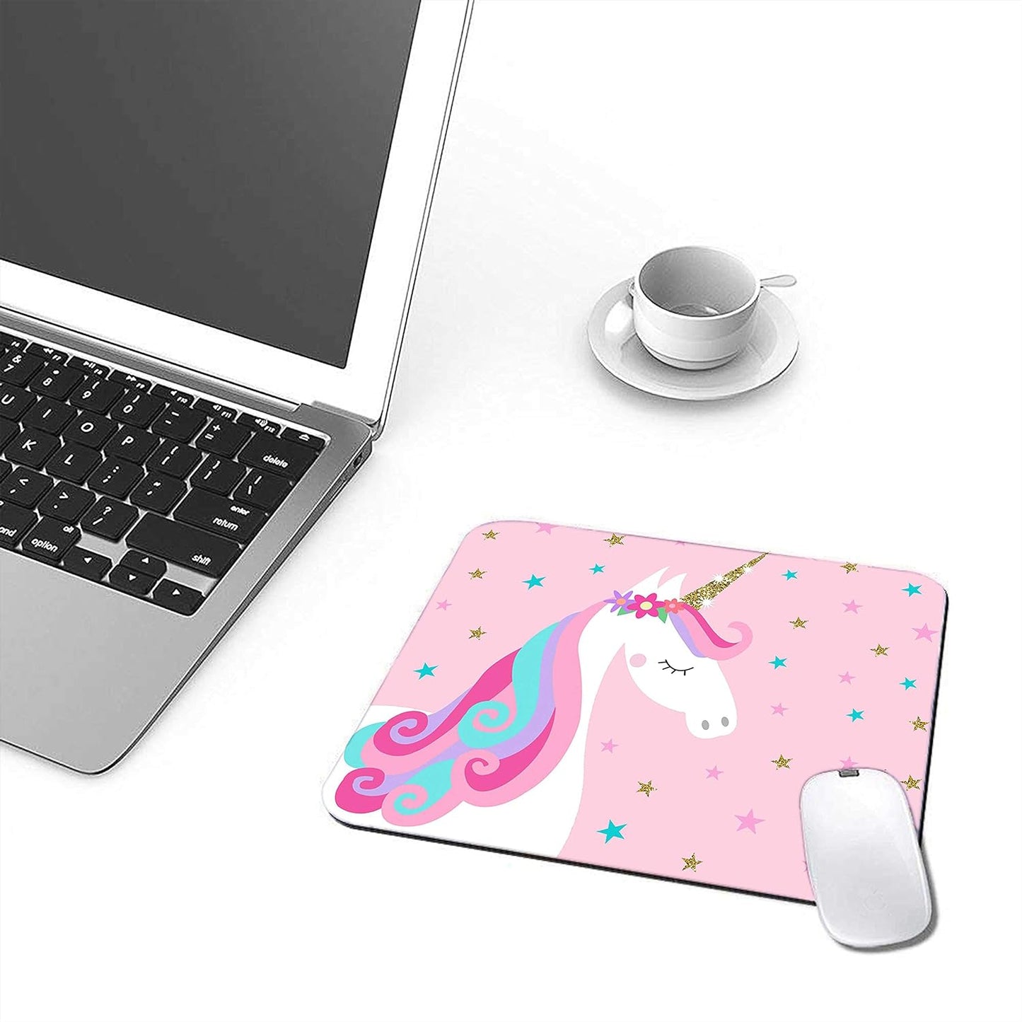 Mouse Pad Pink Unicorn Golden Funny Mousepad for Home Office Gaming Working Computers Laptop Easy Customized Rectangle Non-Slip Rubber Mousepad Gaming Mouse Pads