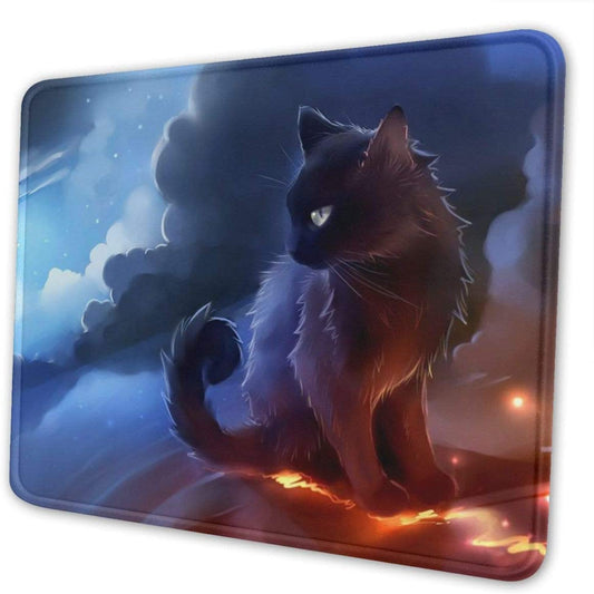 Mouse Pad Cute Black Cat Gaming Mousepad with Stitched Edges Non-Slip Rubber Base for Computers Laptop Office & Home