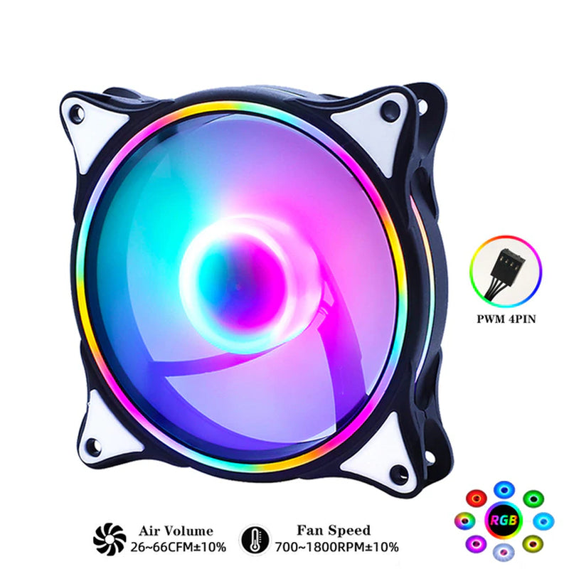 RGB 120Mm Fan PWM 4 PIN Silent Molex 4PIN for Computer Case CPU Cooling Cooler Ventilador 12V DC Adjust Fans Speed
